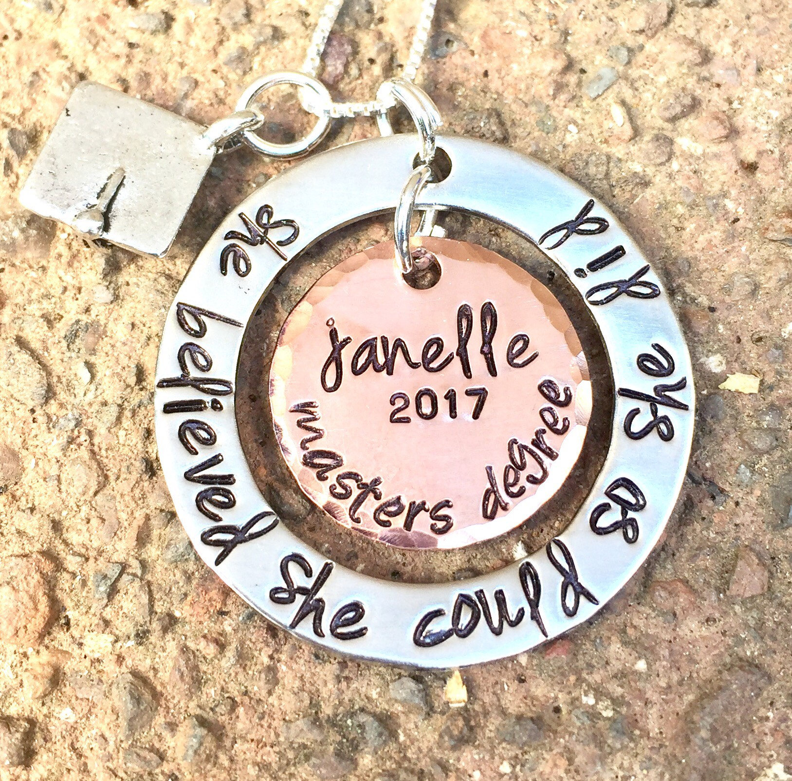 She Believed She Could So She Did, Valentine For Her, Personalized Graduation Necklace, High School Graduation Gift, College Graduation Gift