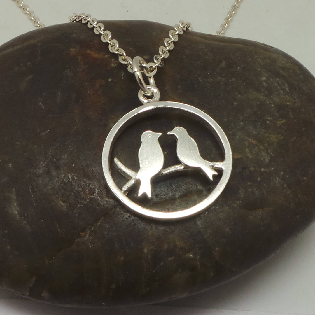 Silver Birds on Branches Necklace Pendant - Mother and Daughter Necklace, Animal Necklace, Best Friend Friendship Gift, Long Distance GIft