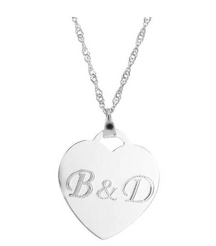 Silver Initials Necklace - Heart Necklace - Personalized Necklace - Engraved Necklace - Personalized Jewelry - Personalized Gift - BFF Gift