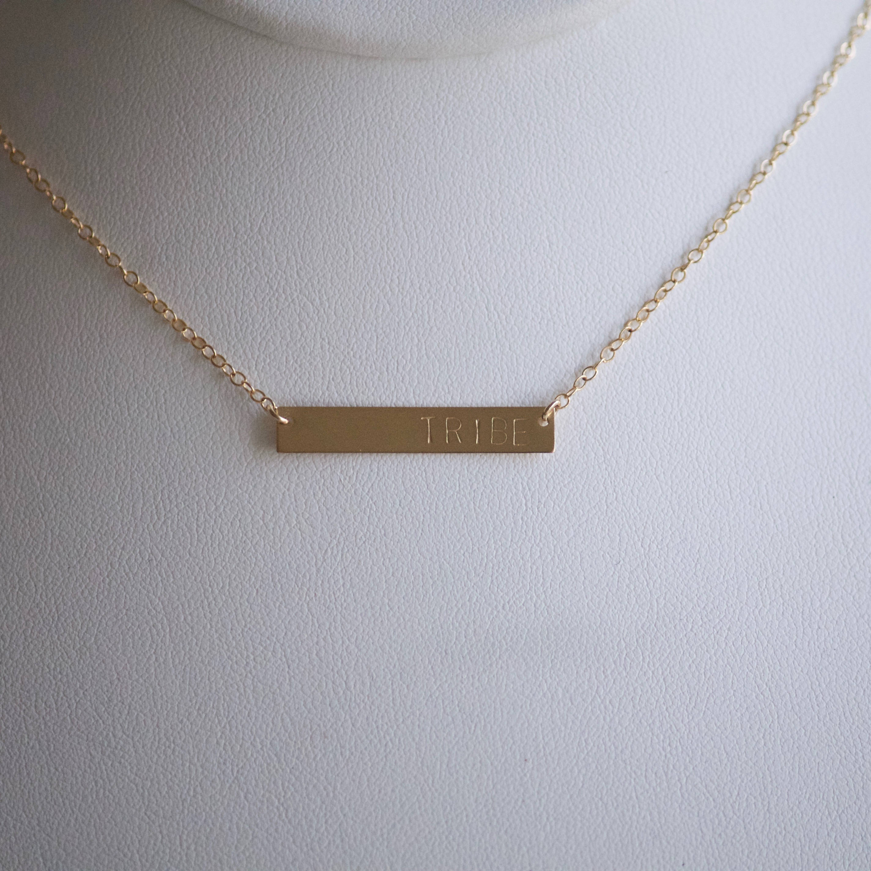 TRIBE Necklace /Stamped Bar Jewelry / Custom Necklace / Gift Idea / Everyday Jewelry / Girlfriend Necklace / Bridesmaids Gift Idea
