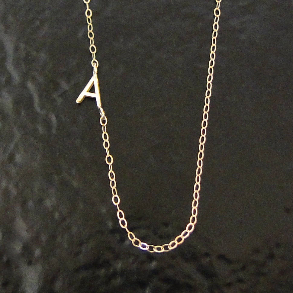 Tiny Sideways Initial Necklace - Single or Multiple Initials 18k SOLID GOLD, Letter Necklace As Seen on Audrina Patridge And Mila Kunis
