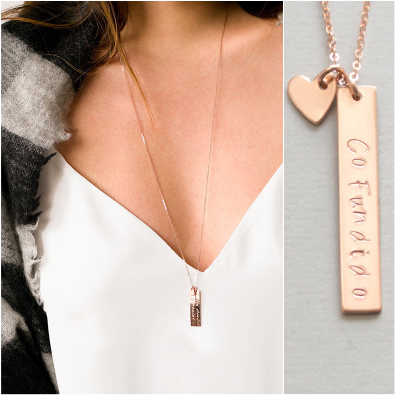Vertical Gold Bar Necklace, Gift for Her, Mother's Necklace, Gold Nameplate, Custom Initial Bar Necklace, , Gift for Wife