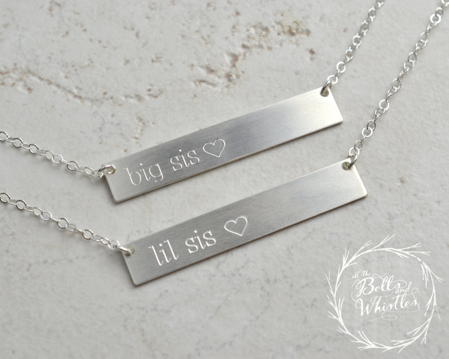 lil sis necklace, big sis necklace, Personalized Bar Necklace, gold bar necklace, little sister gift, lil sis, big sis, big sister LA104