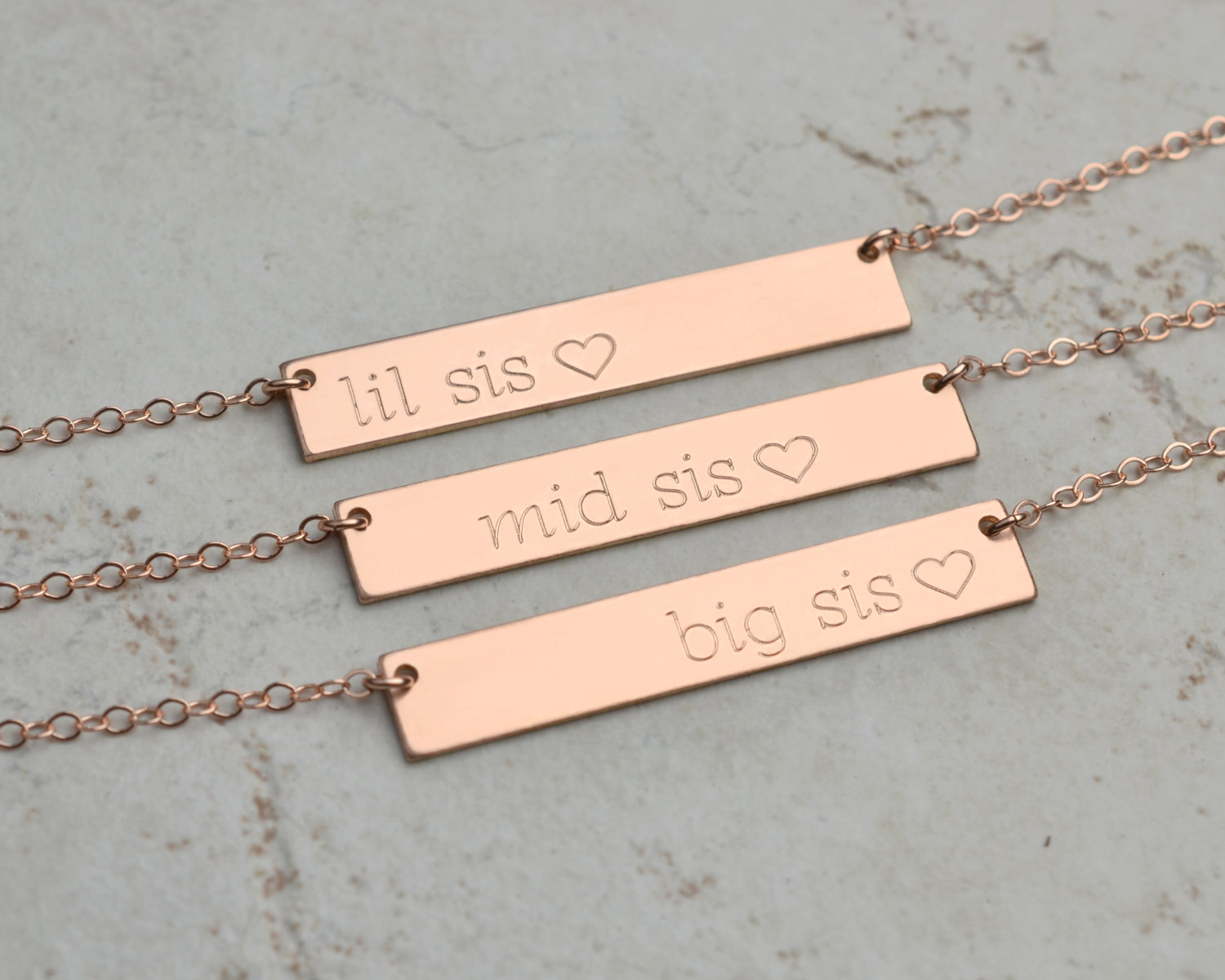 lil sis necklace, big sis necklace, Personalized Bar Necklace, gold bar necklace, little sister gift, lil sis, big sis, big sister LA104