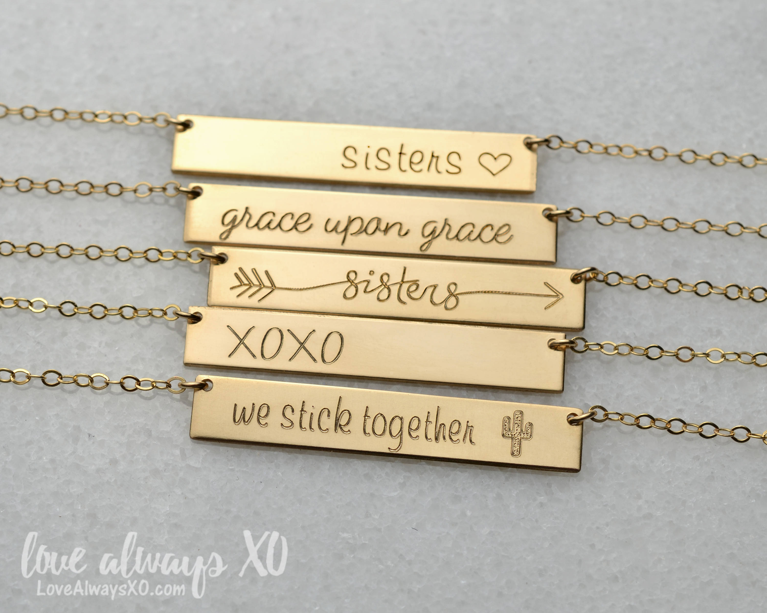 lil sis necklace, big sis necklace, Personalized Bar Necklace, gold bar necklace, little sister gift, lil sis, big sis, big sister LA104