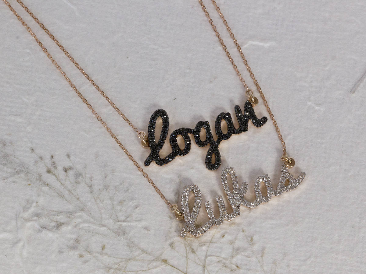 two name necklace , layered name necklace , diamond name necklace , double name necklace , name necklace gold , script name necklace
