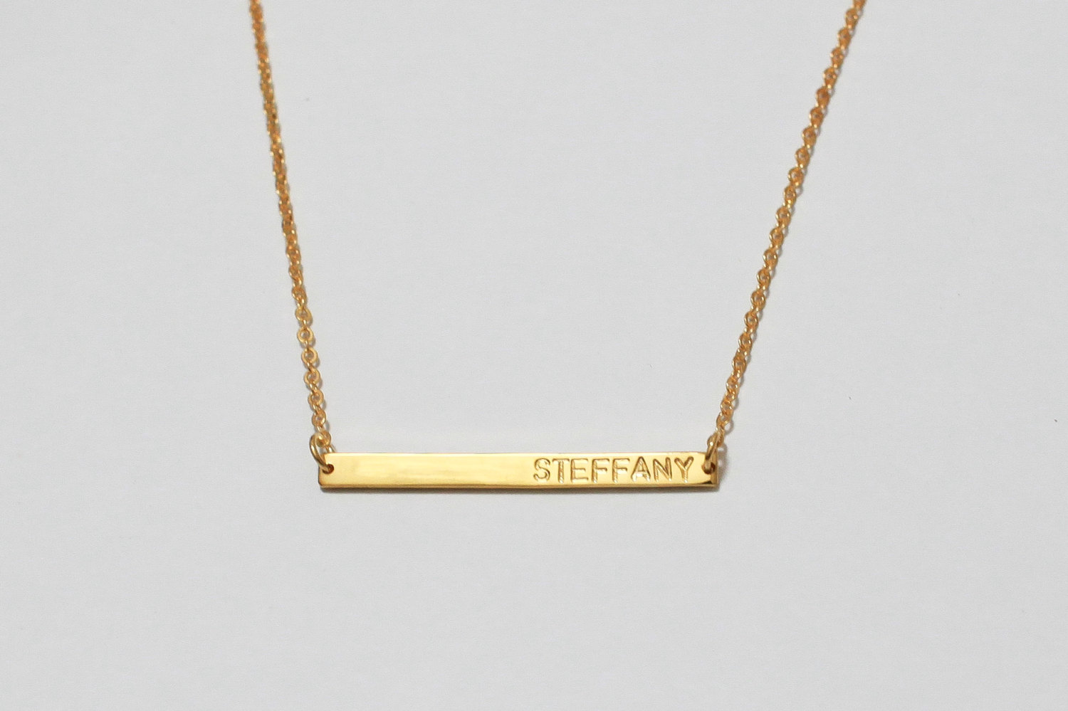 Personalized Nameplate Necklace - Gold Bar Necklace  - ID Necklace with CLEAR Engraving - Made with Solid Silver