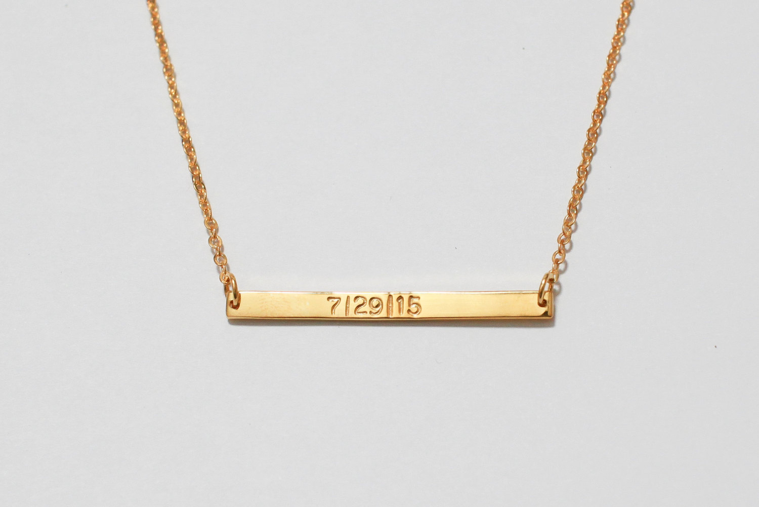 Personalized Nameplate Necklace - Gold Bar Necklace  - ID Necklace with CLEAR Engraving - Made with Solid Silver