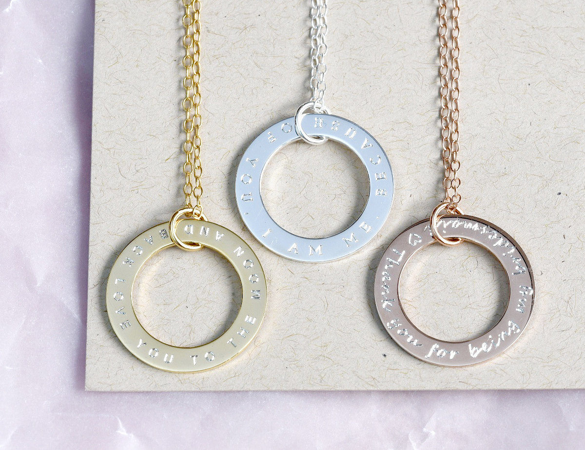 Large Personalised Circle Necklace 25mm - Circle Link Necklace - Customised Necklace - Anniversary Necklace - Gift For Her