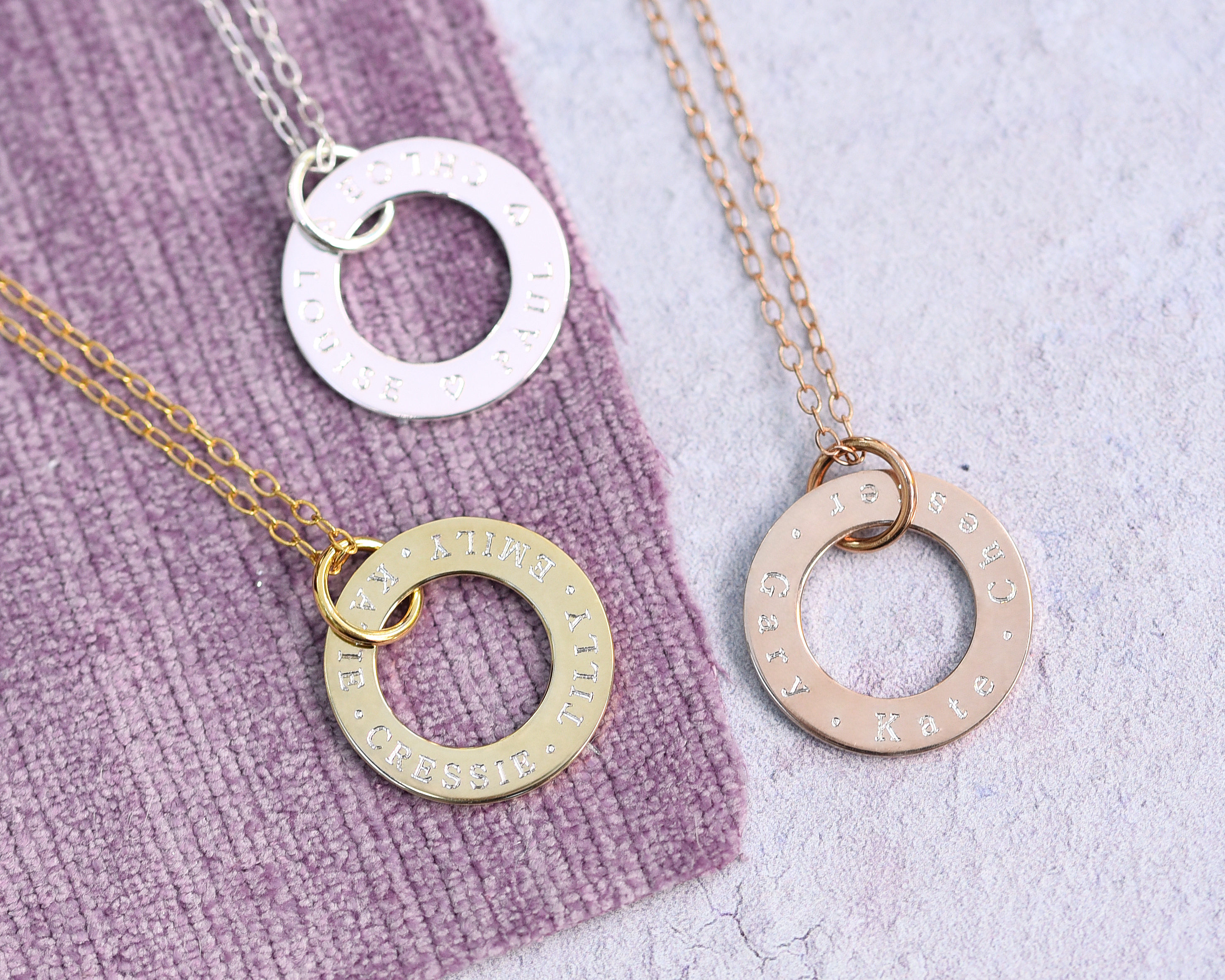 Personalised Family Circle Necklace - Circle Necklace - Name Necklace - Personalised Circle Necklace - Gift For Her