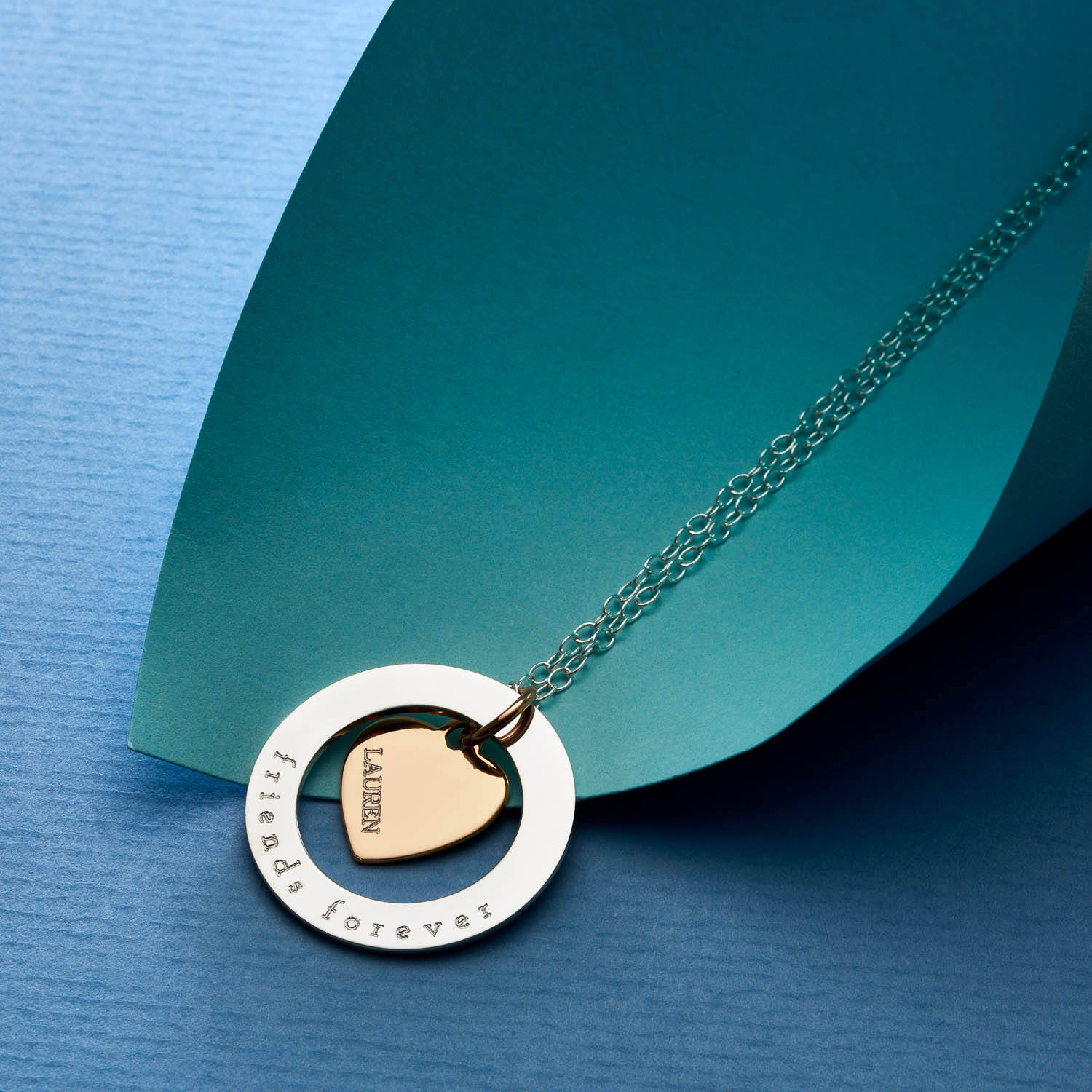 Personalised Heart Halo Necklace - Large Circle Necklace 25mm - Personalised Necklace - Message Necklace - Anniversary Necklace