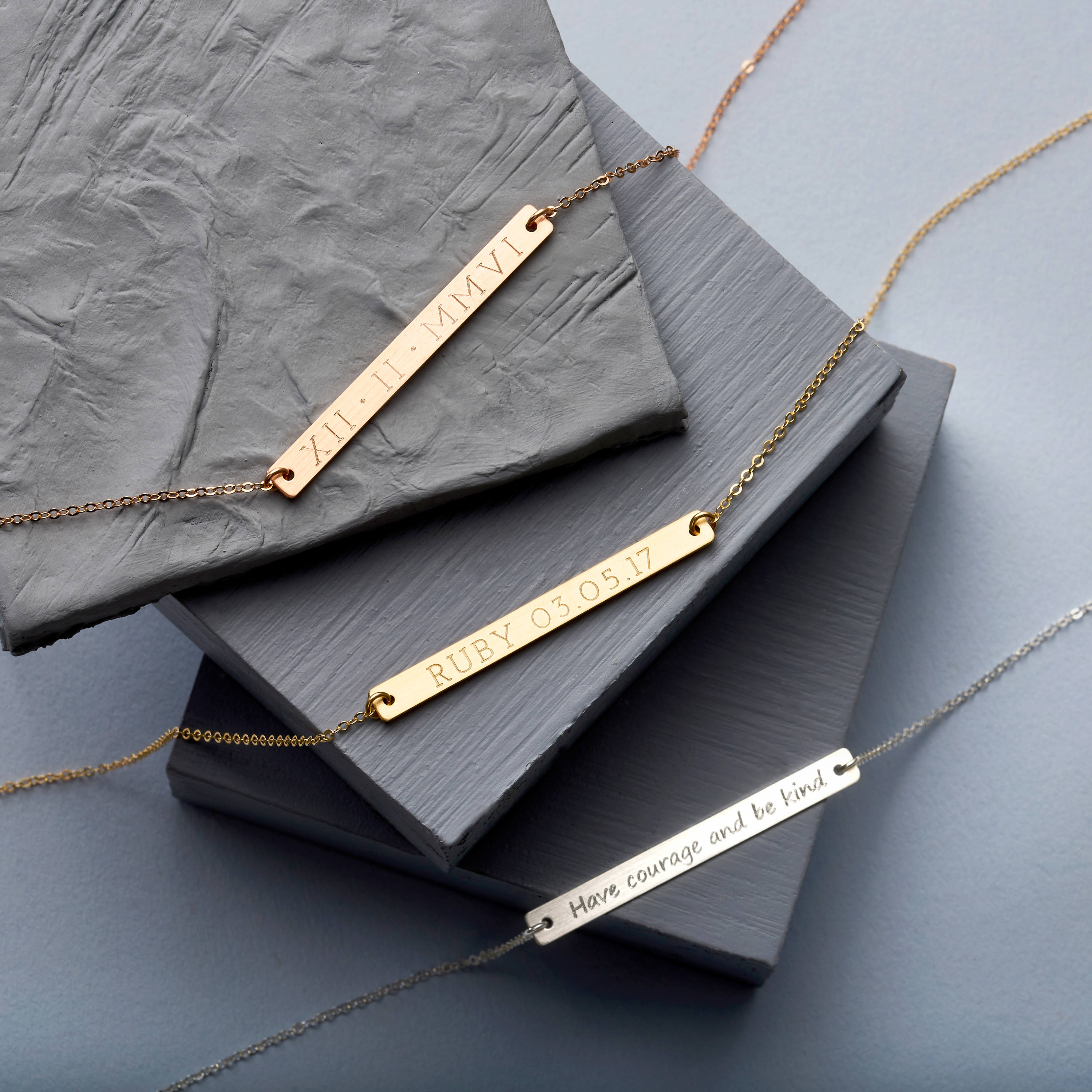 Personalised Message Long Bar Necklace - Bar Necklace - Name Necklace - Personalised Necklace - Gold Fill/Rose Gold Fill/Sterling Silver