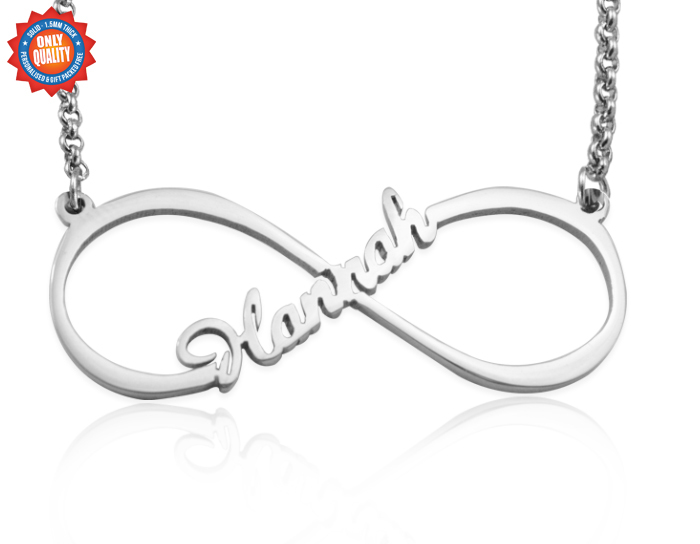 Personalised Single Infinity Name Necklace - Sterling Silver - AMAZINGNECKLACE.COM