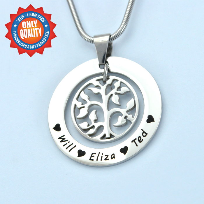 Personalised My Family Tree Necklace - Sterling Silver - AMAZINGNECKLACE.COM