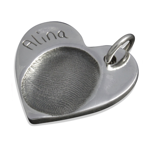 925 Sterling Silver FingerPrint Heart Pendant - AMAZINGNECKLACE.COM