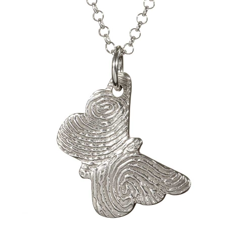 925 Sterling Silver FingerPrint Butterfly Pendant - AMAZINGNECKLACE.COM