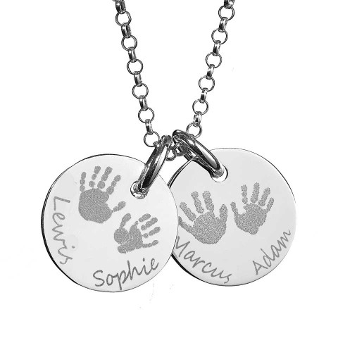 Large Engraved Handprint Personalised Necklace For Children - AMAZINGNECKLACE.COM