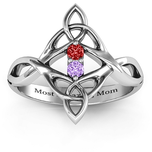 Celtic Sparkle Personalised Ring with Interwoven Infinity Band - AMAZINGNECKLACE.COM