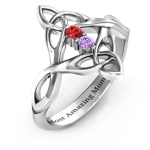 Celtic Sparkle Personalised Ring with Interwoven Infinity Band - AMAZINGNECKLACE.COM