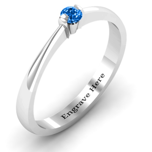 Semi Bezel Set Solitaire Personalised Ring - AMAZINGNECKLACE.COM