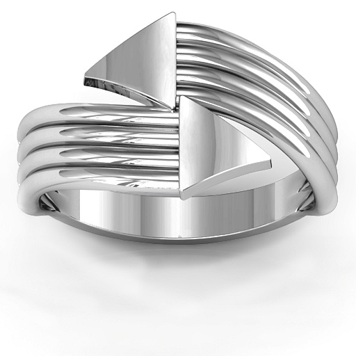 Sterling Silver Geometric Arrows and Triangles Bypass Personalised Ring - AMAZINGNECKLACE.COM