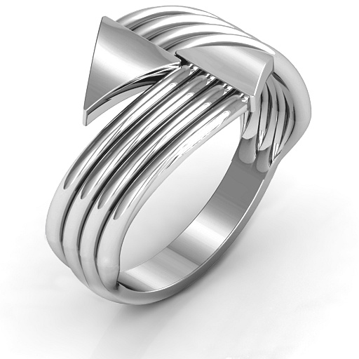 Sterling Silver Geometric Arrows and Triangles Bypass Personalised Ring - AMAZINGNECKLACE.COM