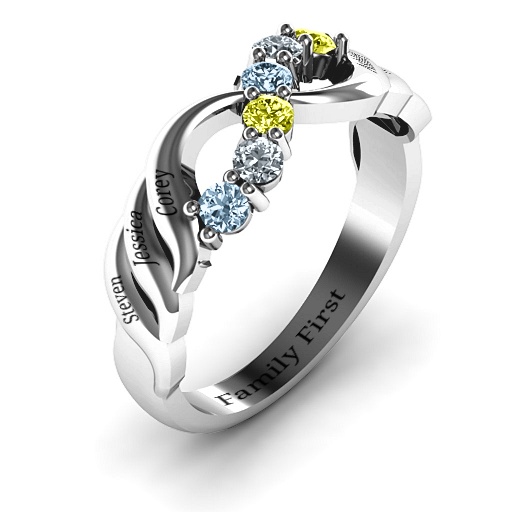 Sterling Silver Infinity and Wave Personalised Ring - AMAZINGNECKLACE.COM