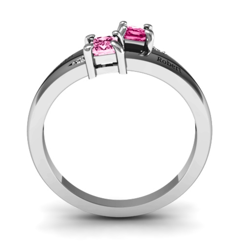 Sterling Silver Princess Stone and Accent Personalised Ring  - AMAZINGNECKLACE.COM