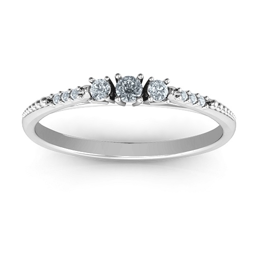 Trinity Personalised Ring on Accented Band - AMAZINGNECKLACE.COM