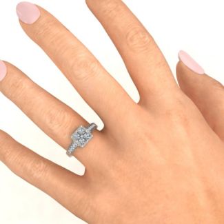 Vintage Princess Cut Personalised Ring with Shoulder Accents - AMAZINGNECKLACE.COM