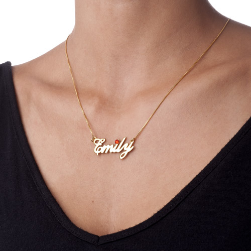 18ct Gold-Plated Swarovski Crystal Name Personalised Necklace - AMAZINGNECKLACE.COM