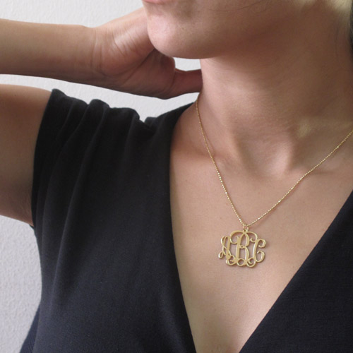 18ct Gold Plated Sterling Silver Initials Personalised Necklace - AMAZINGNECKLACE.COM