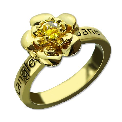 Promise Rose Personalised Ring for Her with Birthstone 18ct Gold Plated  - AMAZINGNECKLACE.COM