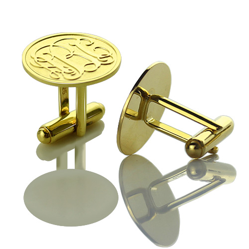 Engraved Cufflinks with Monogram 18ct Gold Plated - AMAZINGNECKLACE.COM
