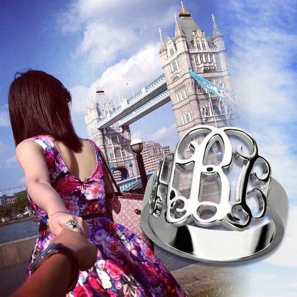 Personalised Sterling Silver Monogram Ring - AMAZINGNECKLACE.COM