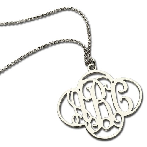 Personalised Cut Out Clover Monogram Necklace Sterling Silver - AMAZINGNECKLACE.COM