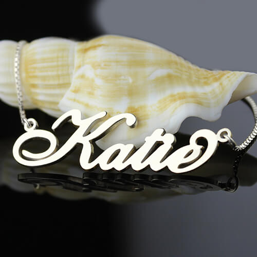 Personalised Nameplate Necklace Carrie Stering Silver - AMAZINGNECKLACE.COM