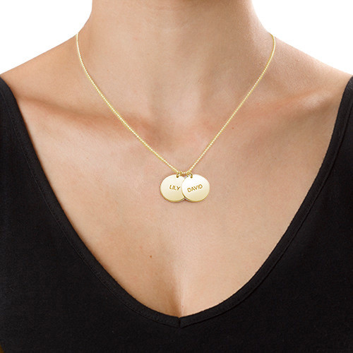 18ct Gold Plated Silver Disc Pendant Personalised Necklace - AMAZINGNECKLACE.COM