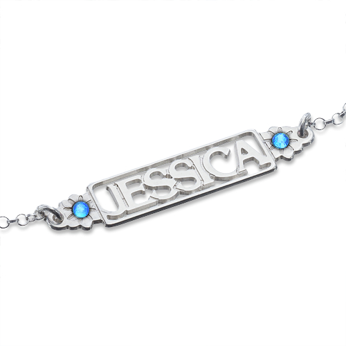 Birthstone Name Personalised Bracelet/Anklet  - AMAZINGNECKLACE.COM