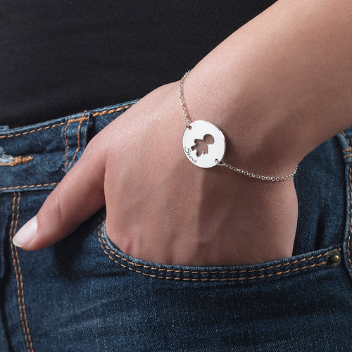 Cut Out Mum Personalised Bracelet/Anklet in Sterling Silver - AMAZINGNECKLACE.COM