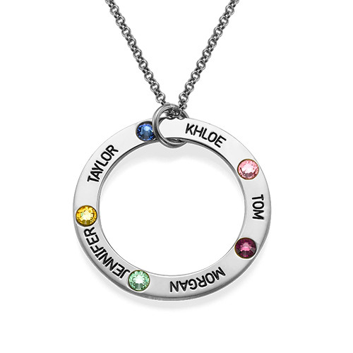 Engraved Birthstone Personalised Necklace for Mum  - AMAZINGNECKLACE.COM