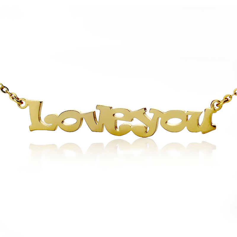 Cute Cartoon Ravie Font 18ct Gold Plated Name Personalised Necklace - AMAZINGNECKLACE.COM