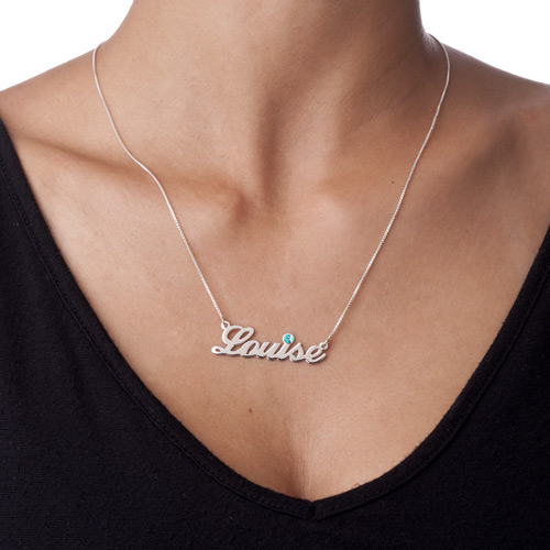 Silver and Swarovski Crystal Name Personalised Necklace - AMAZINGNECKLACE.COM