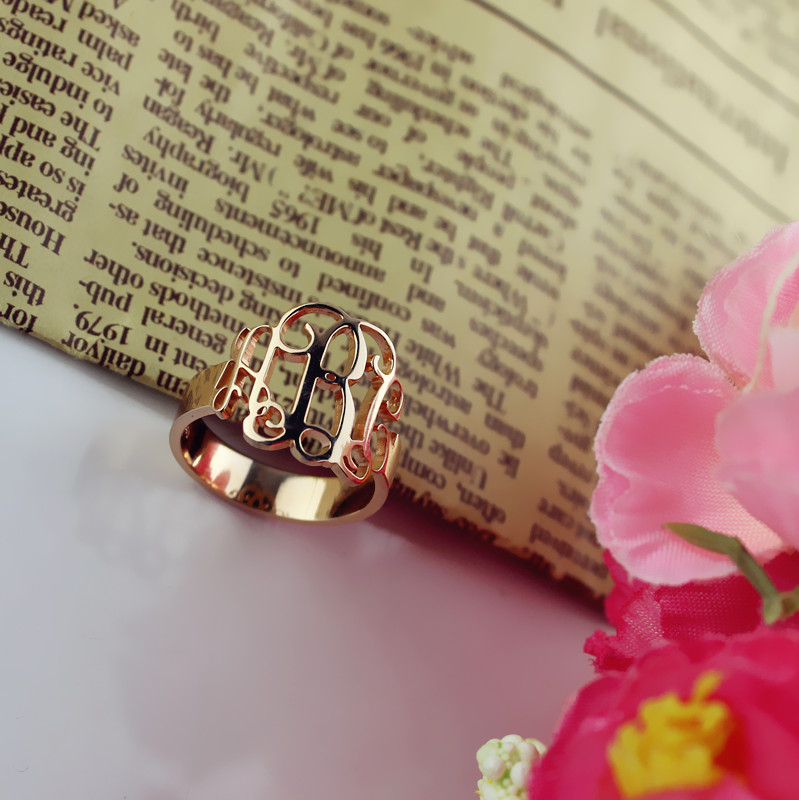 Personalised Rose Gold Monogram Ring - AMAZINGNECKLACE.COM