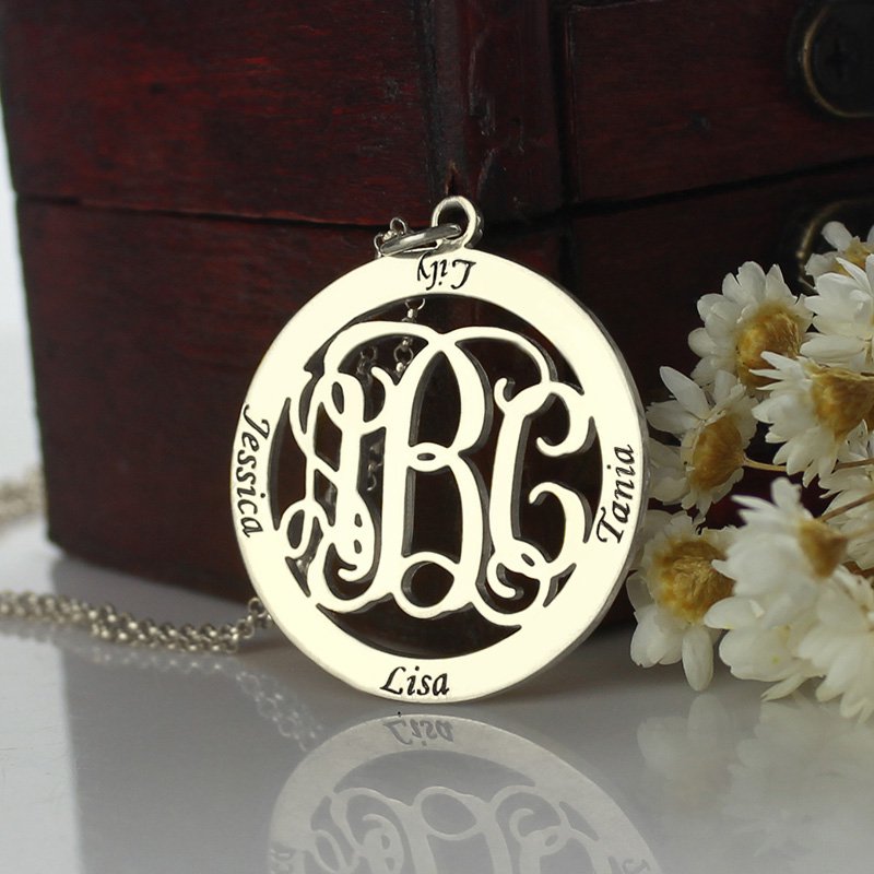 Personalised Family Monogram Name Necklace Sterling Silver - AMAZINGNECKLACE.COM
