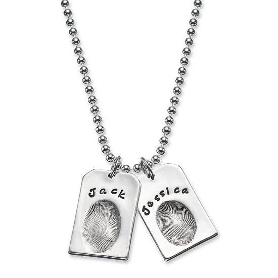 Personalised Fingerprint Silver Dog Tags - AMAZINGNECKLACE.COM