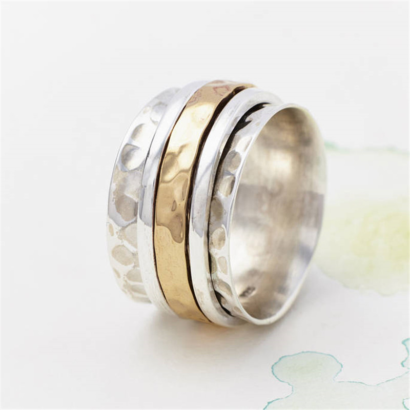 Karma Bronze And Silver Spinning Personalised Ring - AMAZINGNECKLACE.COM
