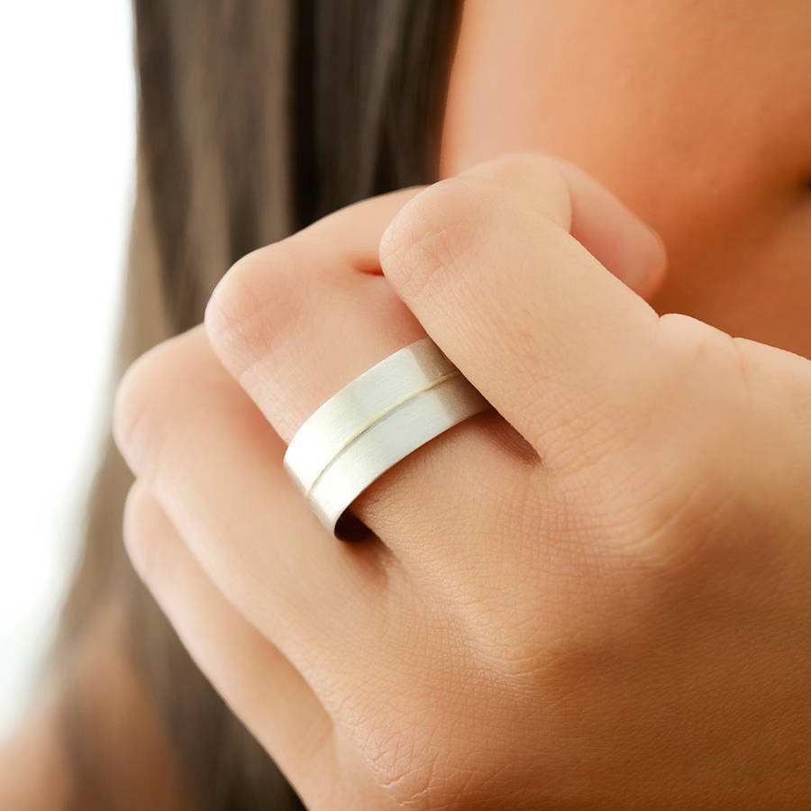 Chunky Personalised Ring With 18ct Gold Detail - AMAZINGNECKLACE.COM