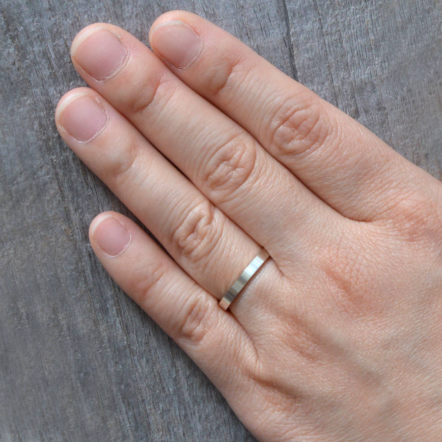 2mm Flat Wedding Band Wedding Personalised Ring Stackable - AMAZINGNECKLACE.COM