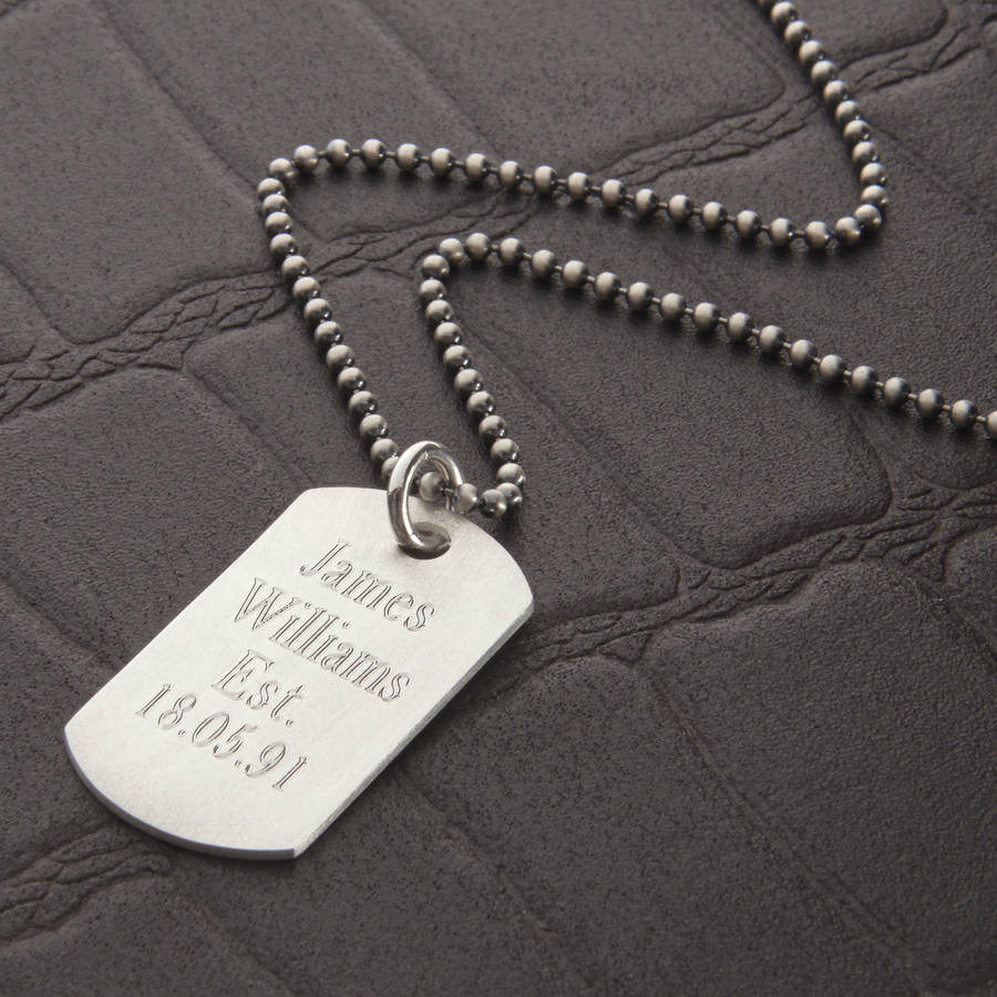 Personalised silver dog tag necklace hotsell